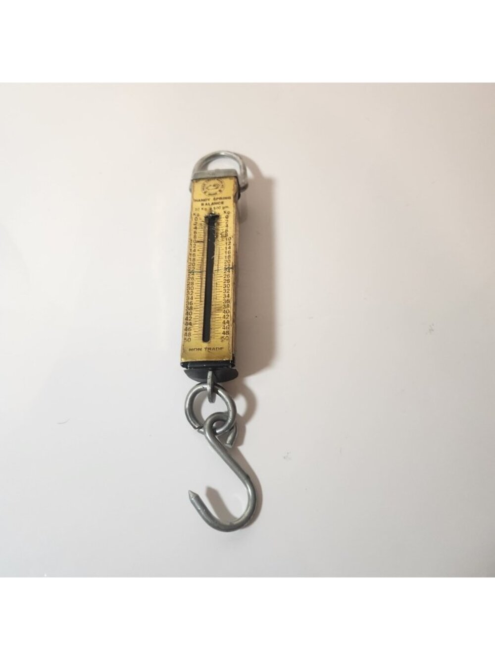 Vintage Handy Spring‎ Balance Hanging Scale 50kg Brass Face Industrial Tool